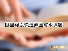 哪里可以快速弄国家级课题